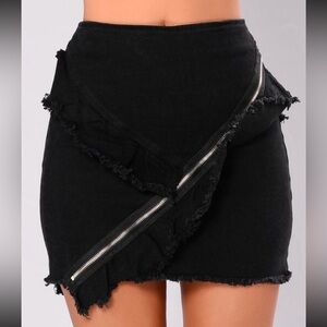 Fashion Nova black denim zipper skirt